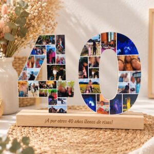 Números de madera con fotos