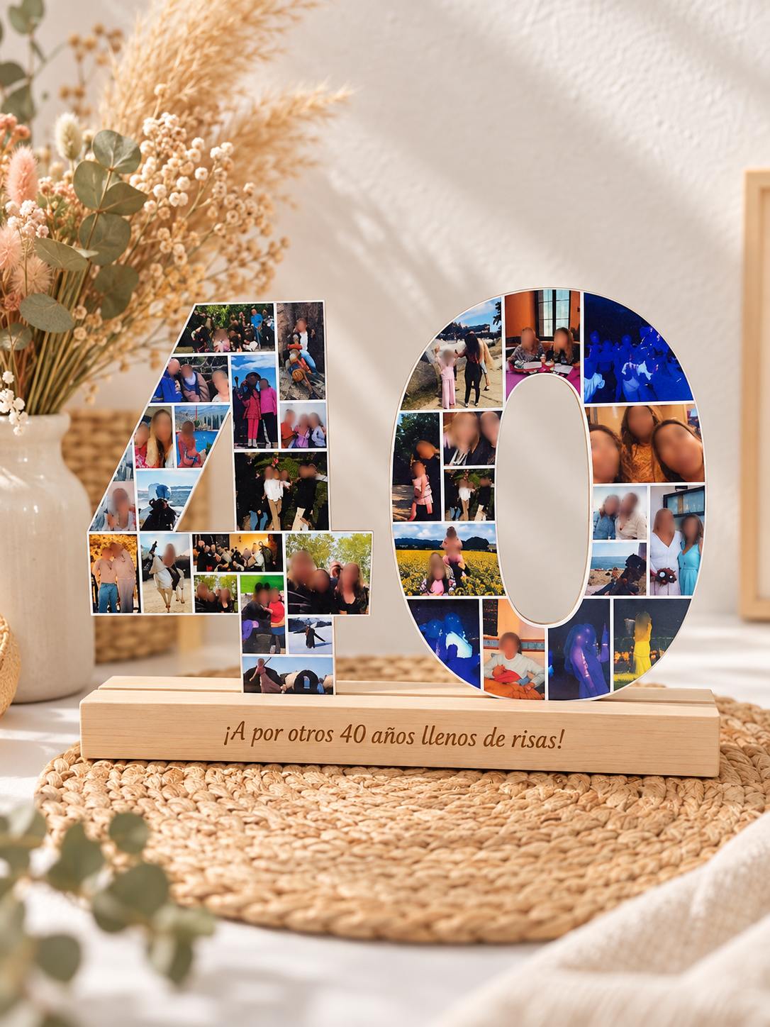 Números de madera con fotos